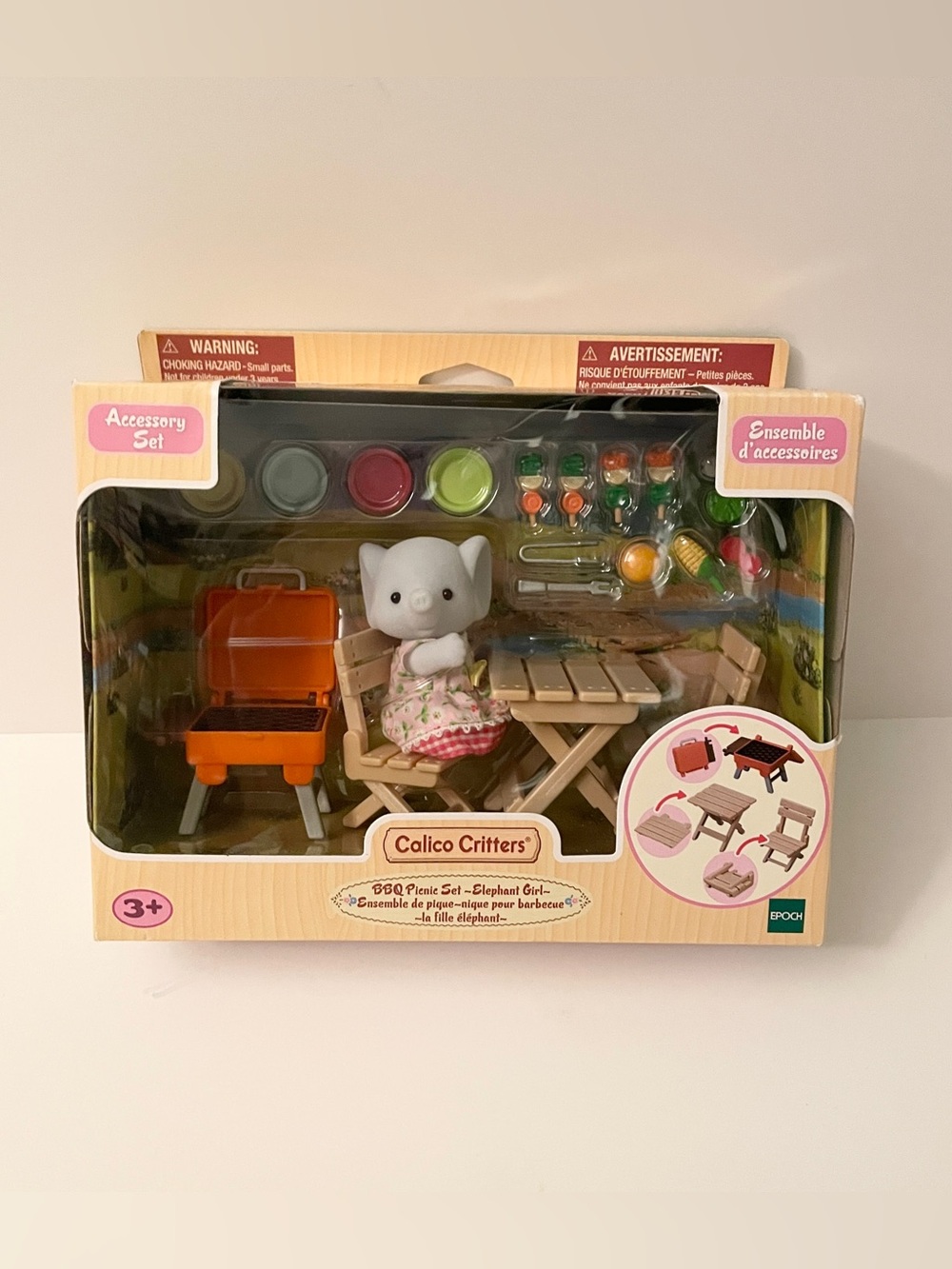 Calico Critters BBQ Picnic Set Elephant Girl Miriam Playset CC1980 NIB⁠